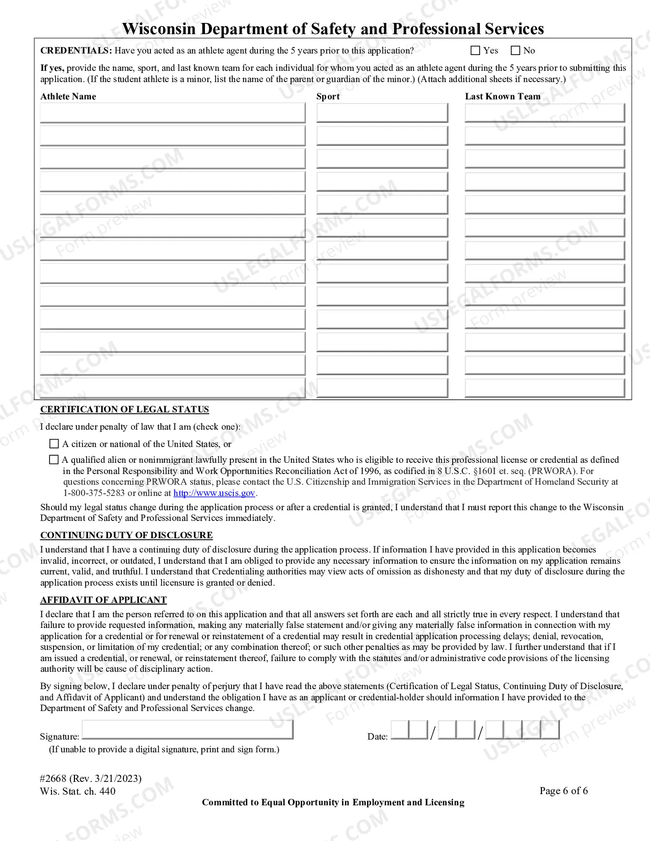 Preview Application for Athlete Agent Registration