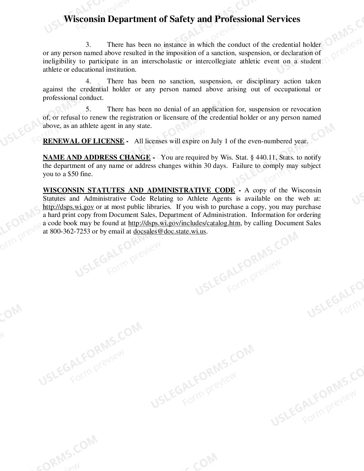 Preview Renewal Instruction Packet for Athlete Agent Registration