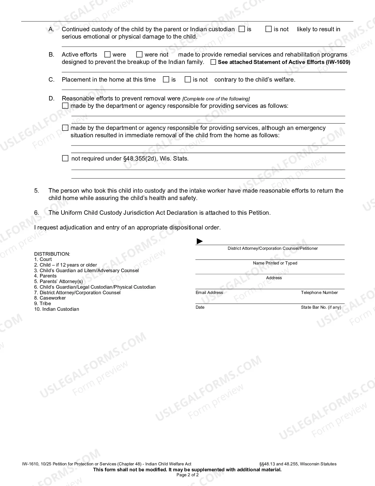 Preview Petition for Protection or Services (Chapter 48) - Indian Child Welfare Act