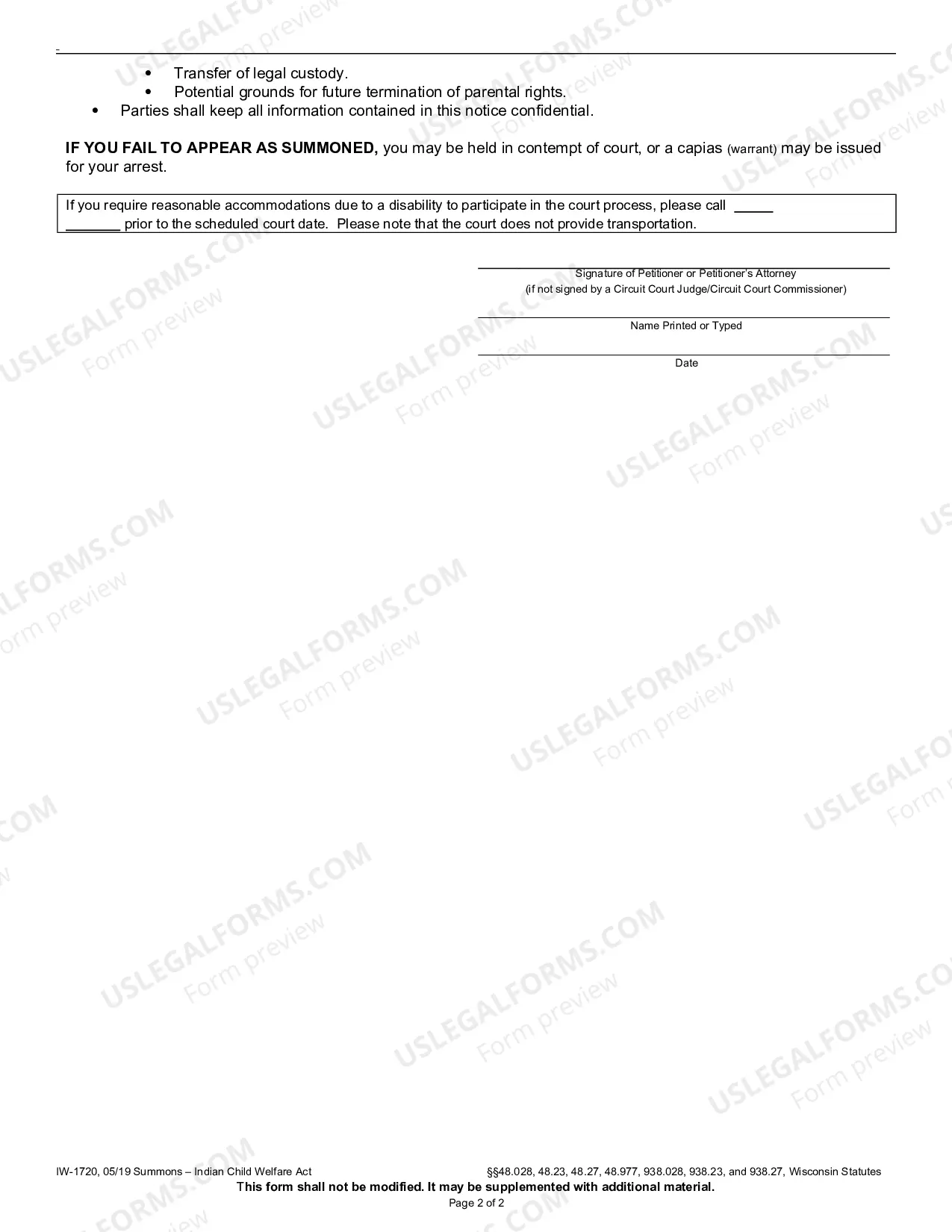 Preview Summons - Indian Child Welfare Act