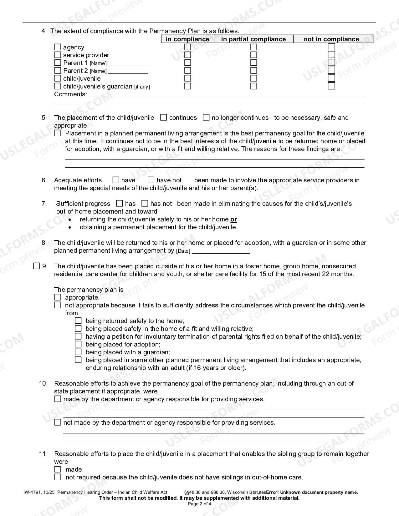 Preview Permanency Hearing Order - Indian Child Welfare Act