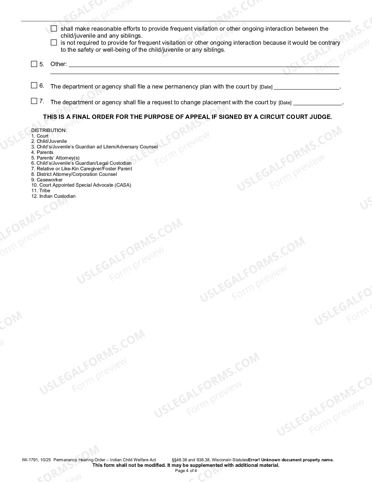 Preview Permanency Hearing Order - Indian Child Welfare Act