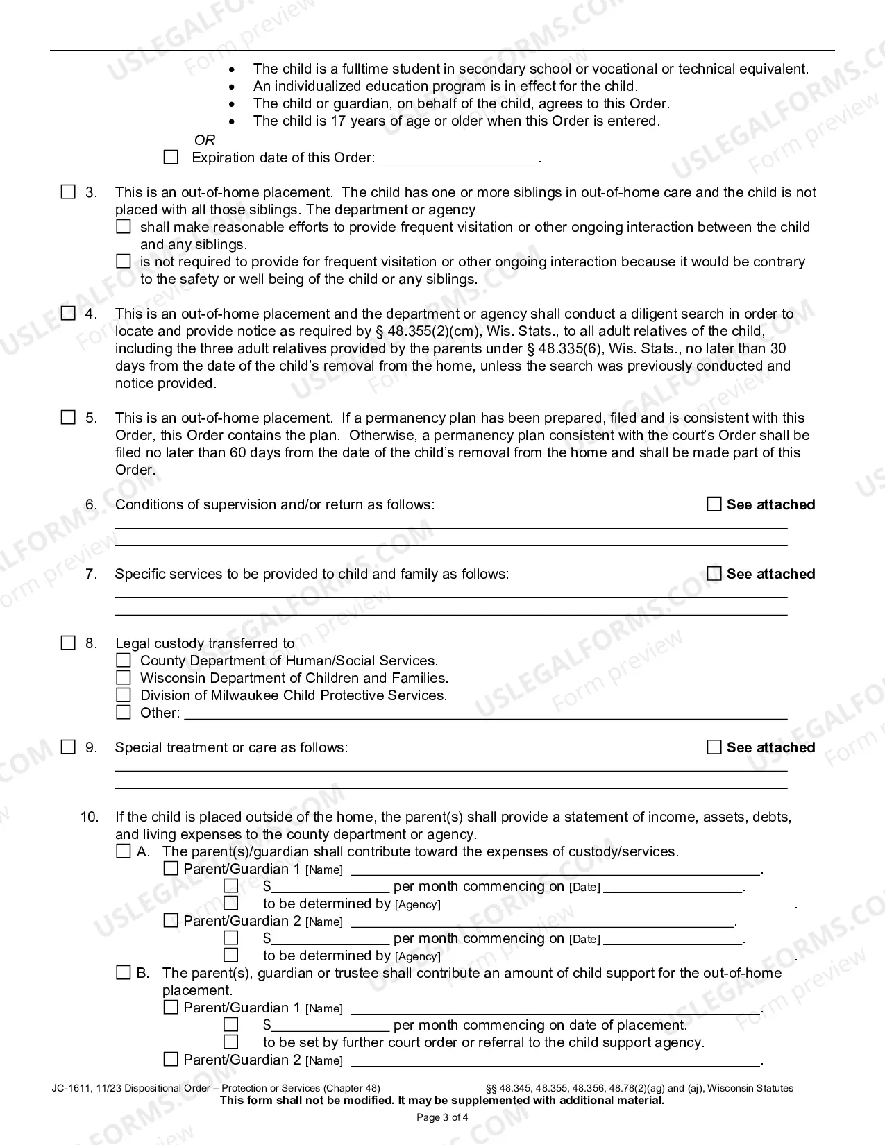 Preview Dispositional Order - Protection or Services (Chapter 48)