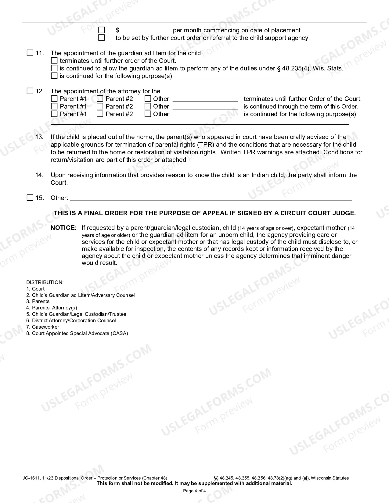 Preview Dispositional Order - Protection or Services (Chapter 48)