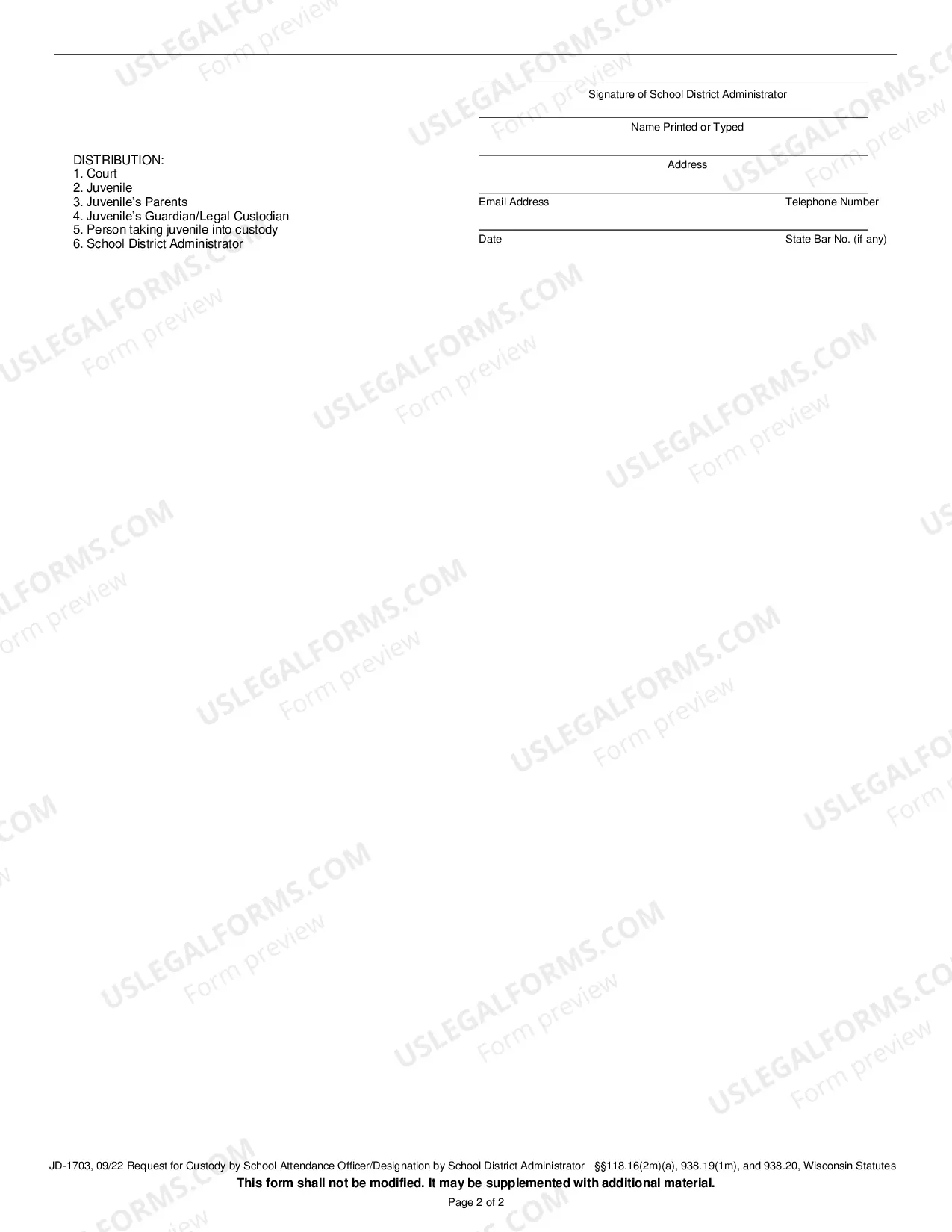Preview Request for Custody by School Attendance Officer/Designation by School District Admin.