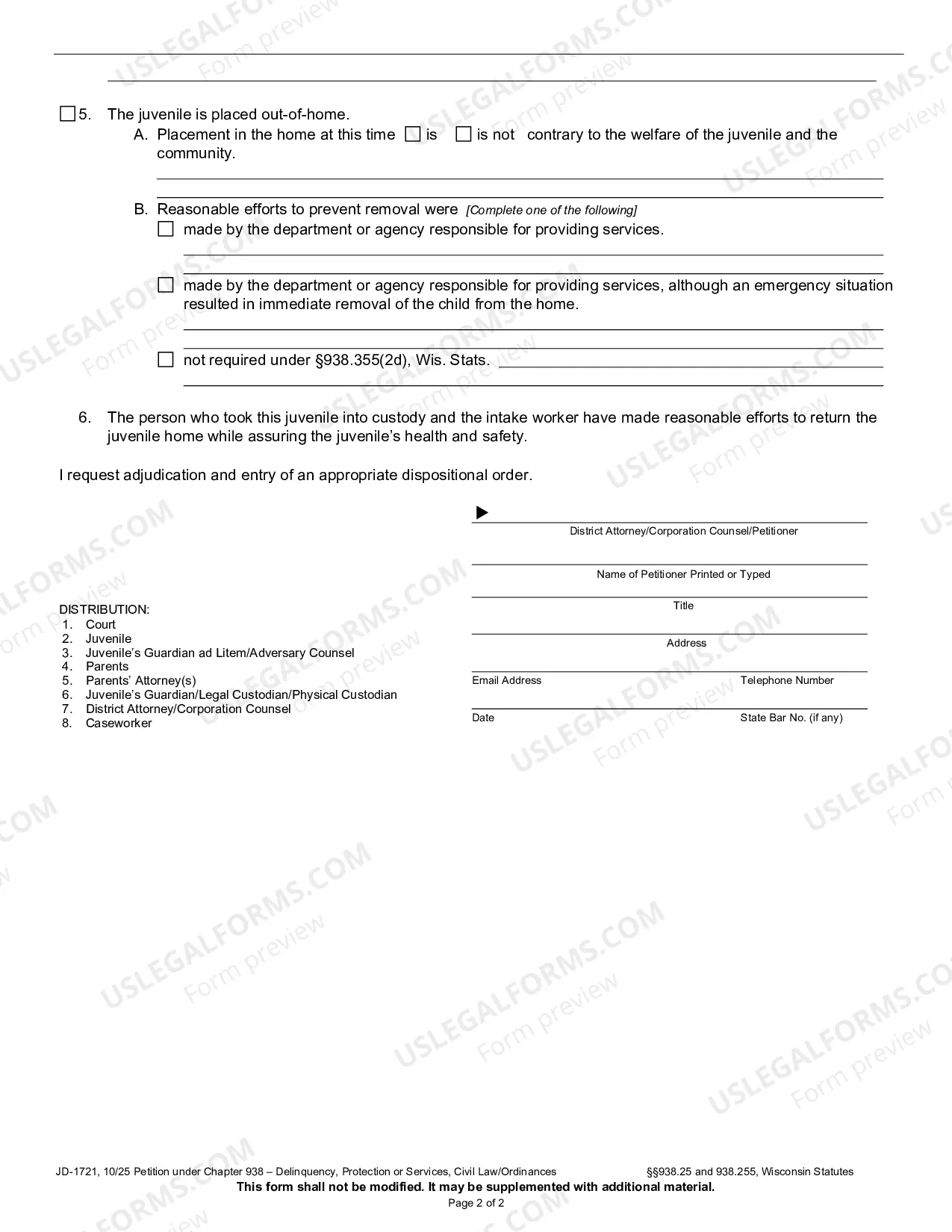 Preview Petition Under Ch 938 - Delinquency, Protection or Services, Civil Law/Ordinances