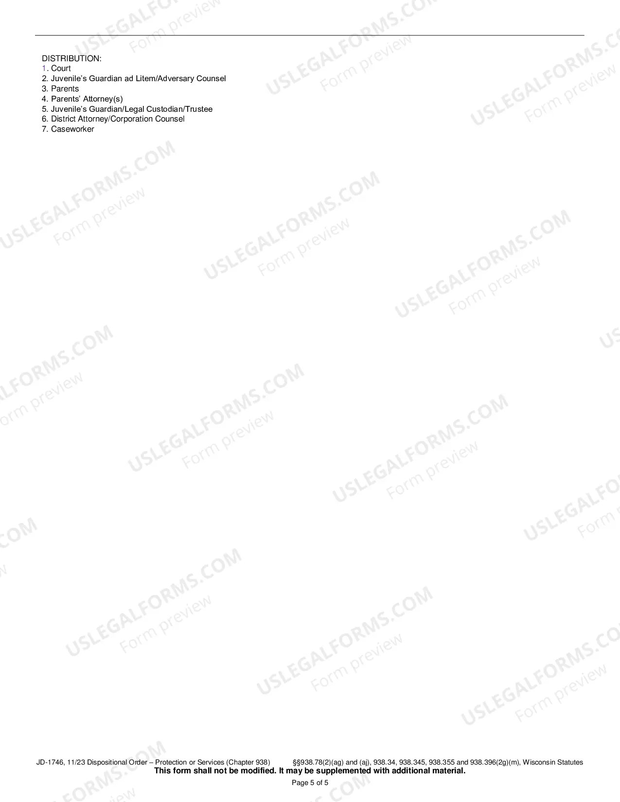 Preview Dispositional Order - Protection or Services (Chapter 938)