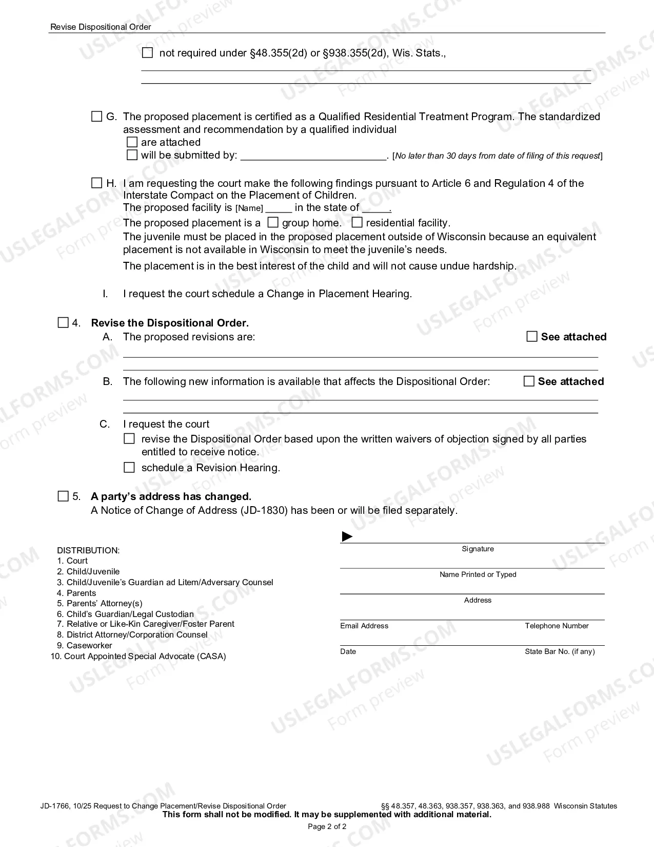 Preview Request to Change Placement, Revise Disposition Order, Extend Disposition Order, Review Permanency Plan, Terminate Dispositional Order