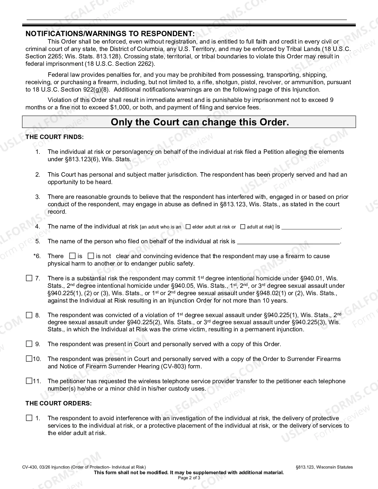 Preview Injunction (Individual at Risk)
