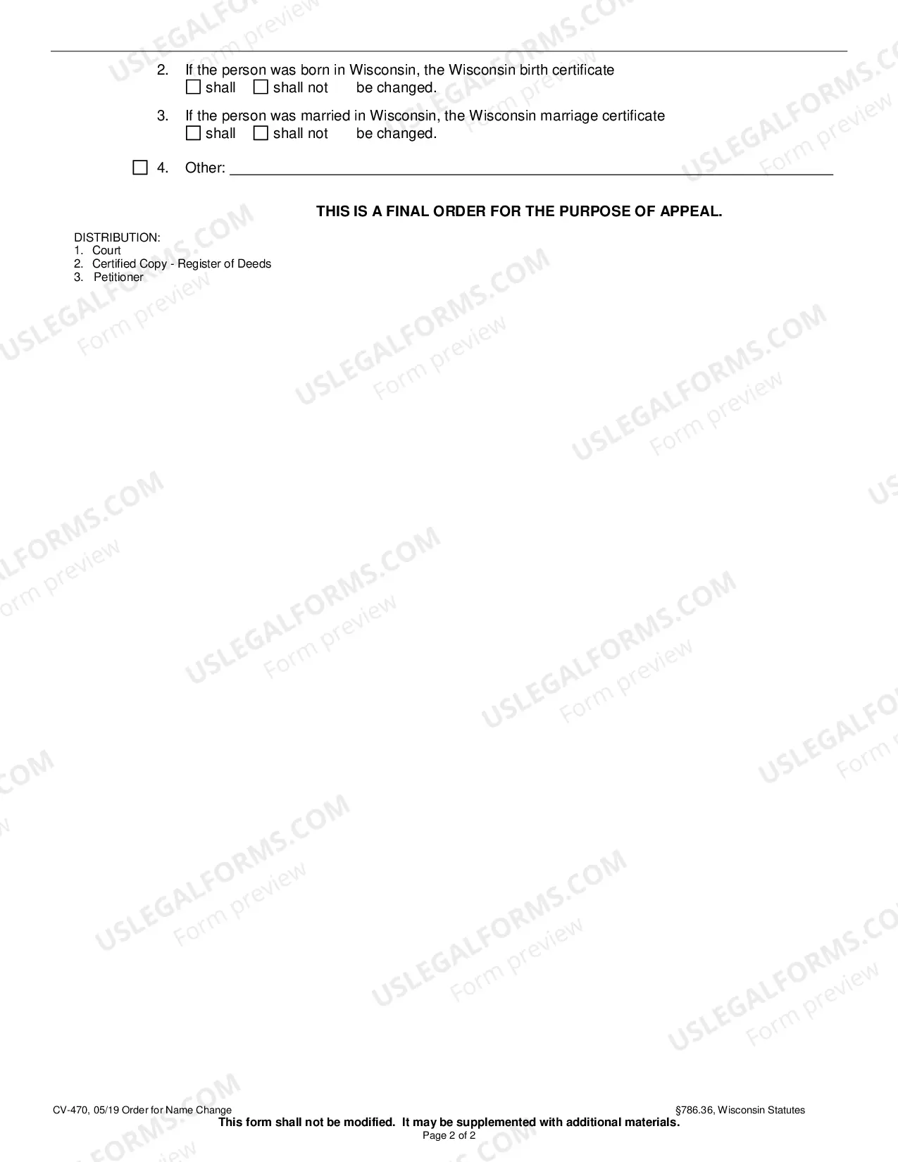Preview Order for Name Change