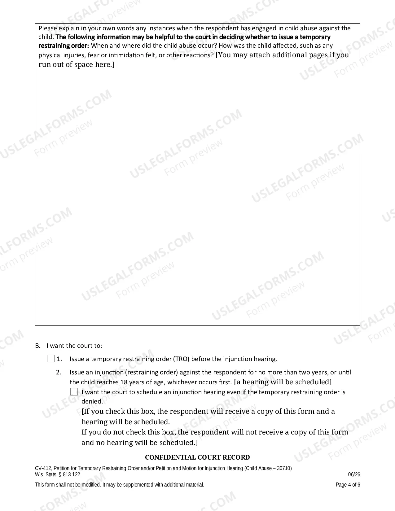 Preview Petition for Temporary Restraining Order and/or Petition and Motion for Injunction Hearing (Child Abuse)