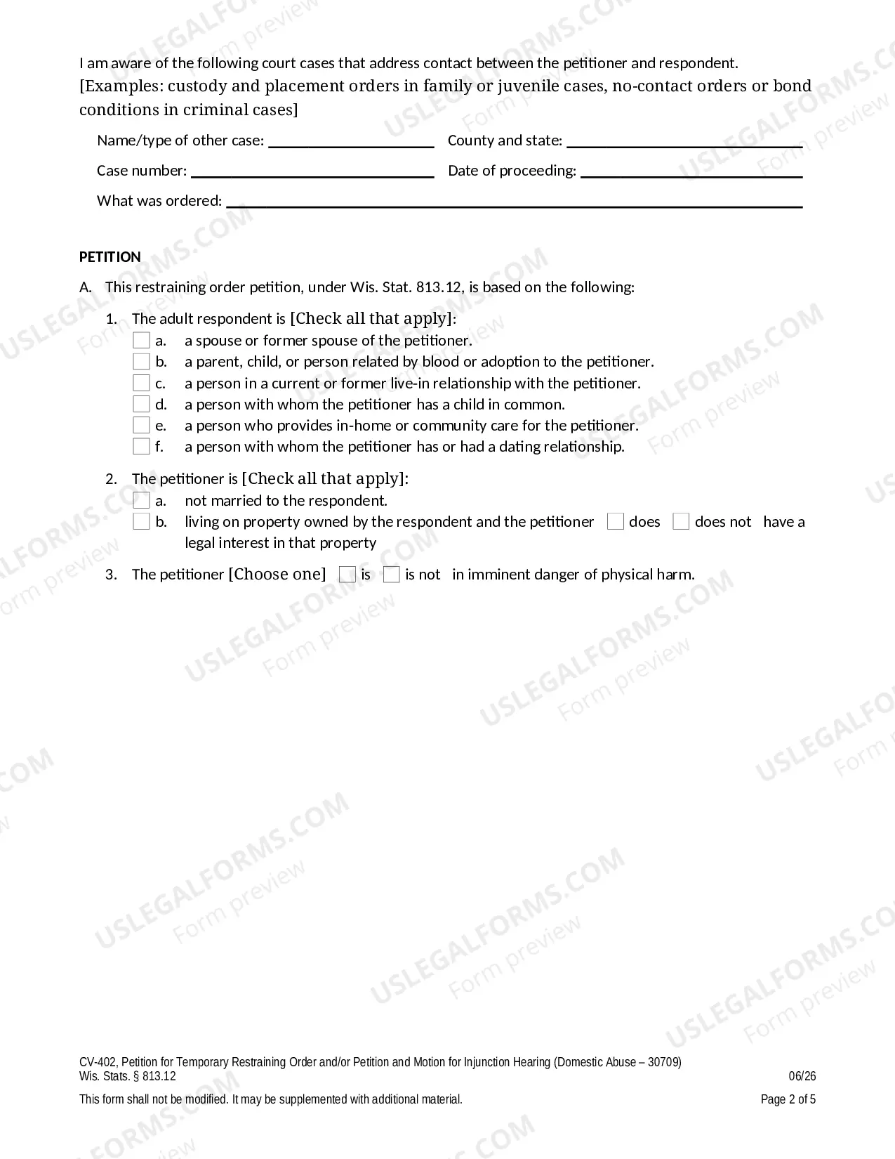 Preview Petition for Temporary Restraining Order and/or Petition and Motion for Injunction Hearing (Domestic Abuse)