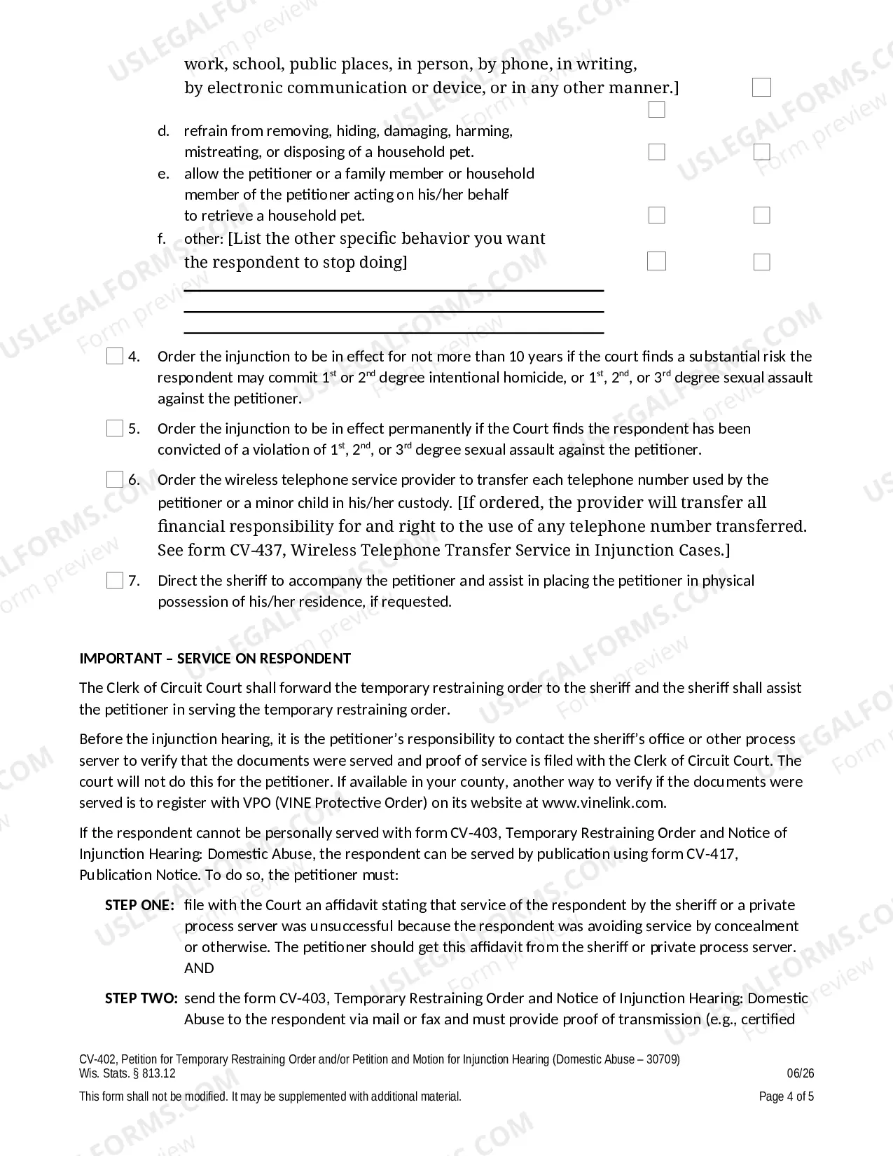 Preview Petition for Temporary Restraining Order and/or Petition and Motion for Injunction Hearing (Domestic Abuse)