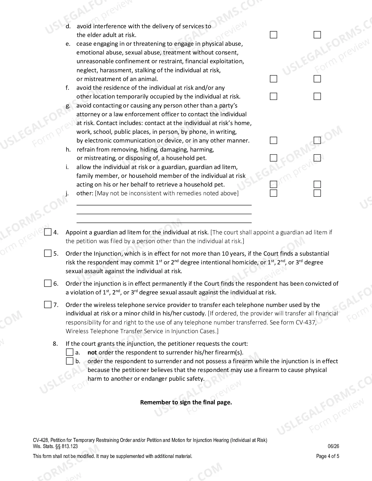 Preview Petition for Temporary Restraining Order and/or Injunction (Individual at Risk)