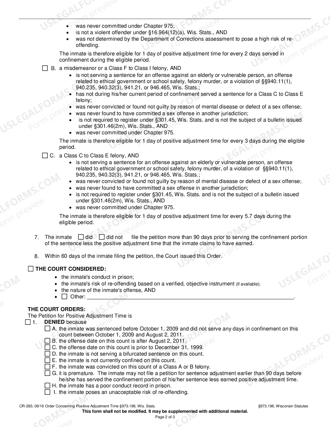 Preview Order Concerning Positive Adjustment Time 973.198