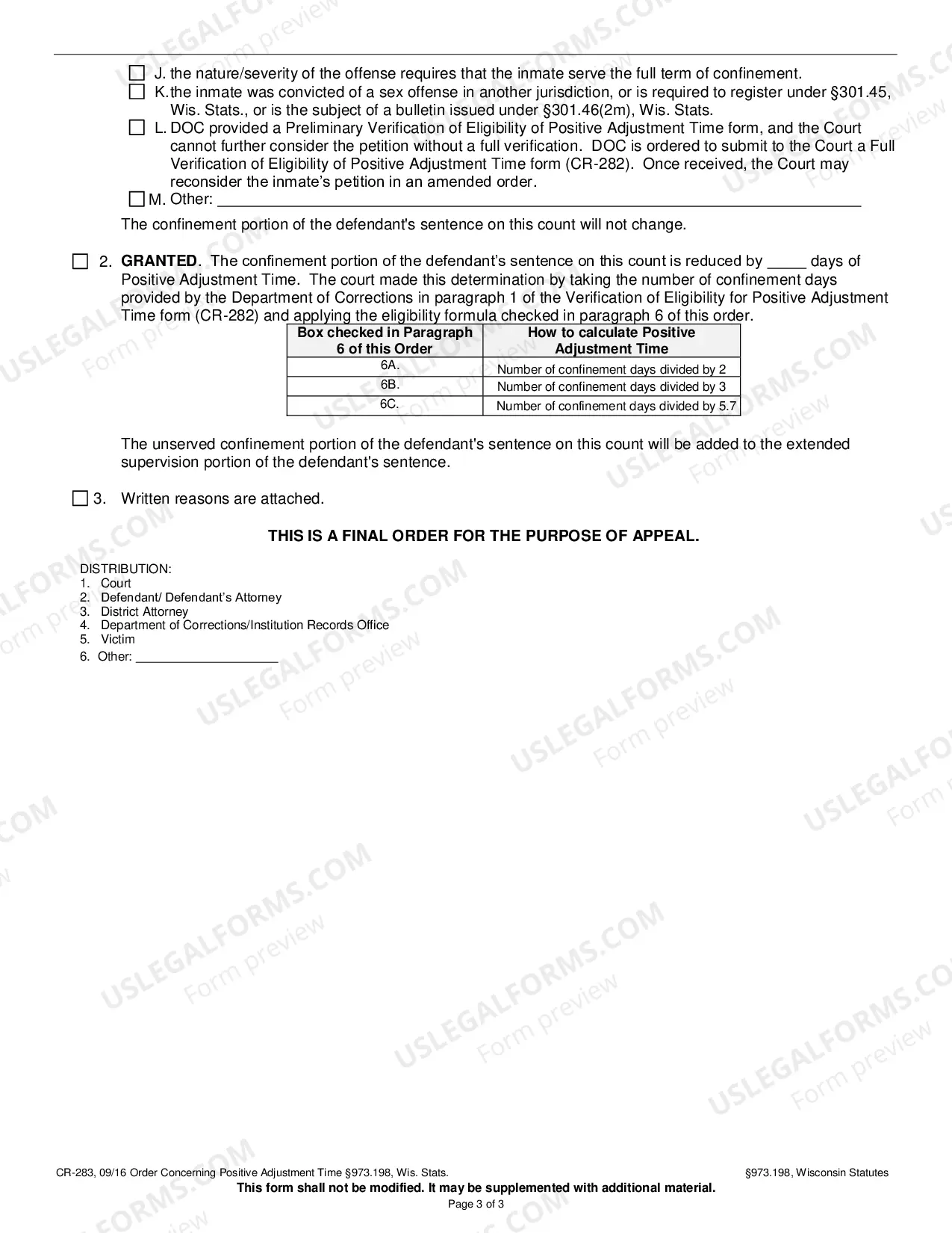Preview Order Concerning Positive Adjustment Time 973.198