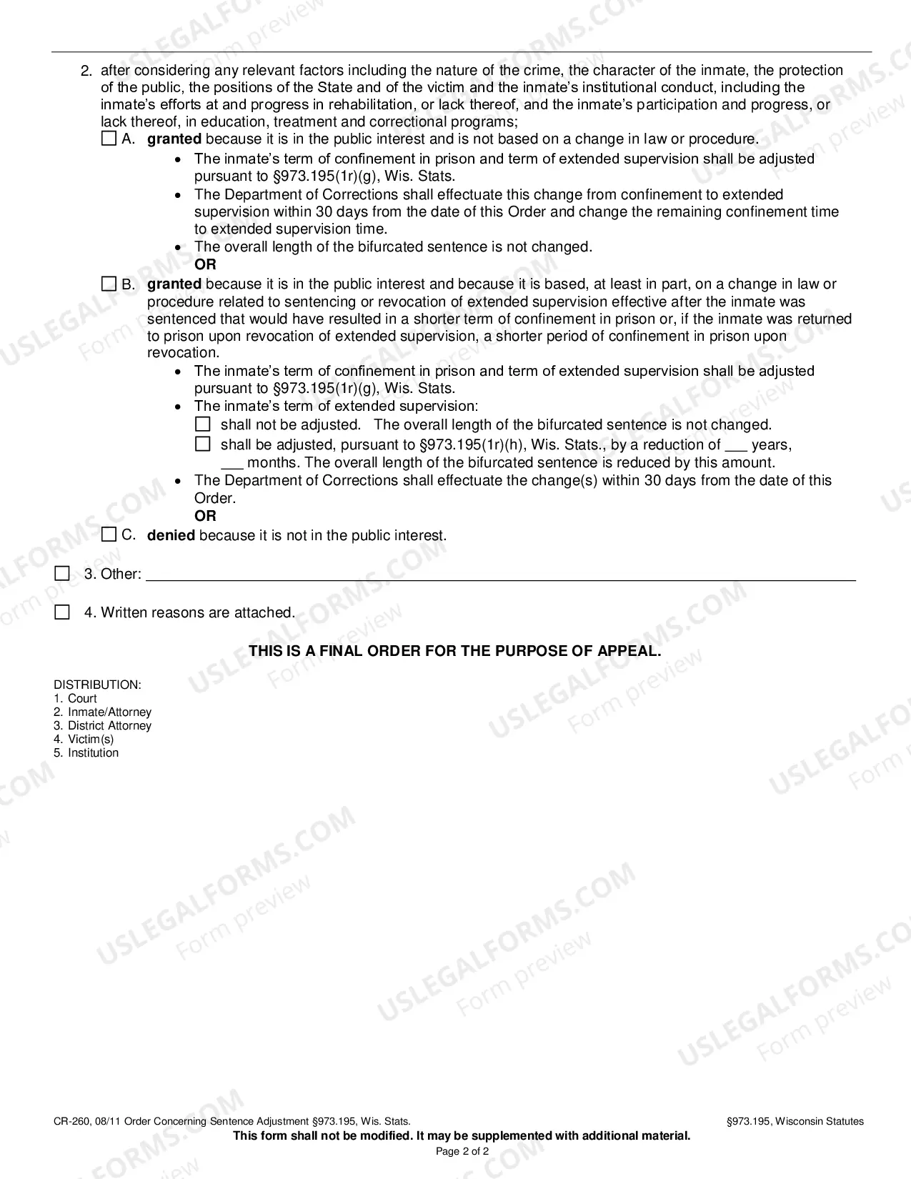 Preview Order Concerning Sentence Adjustment 973.195
