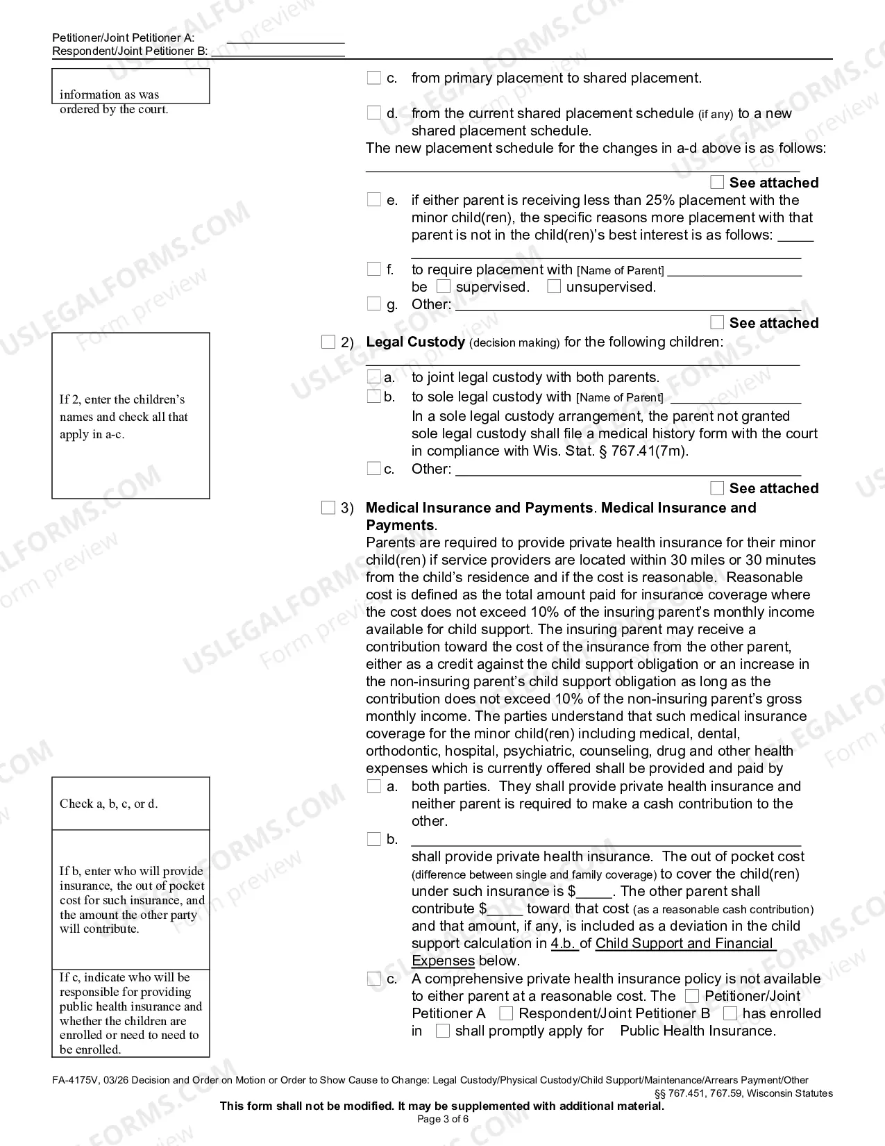 Preview Decision and Order on Motion or Order To Show Cause to: Change of Legal Custody, Physical Placement, Child Support, Maintenance, Other