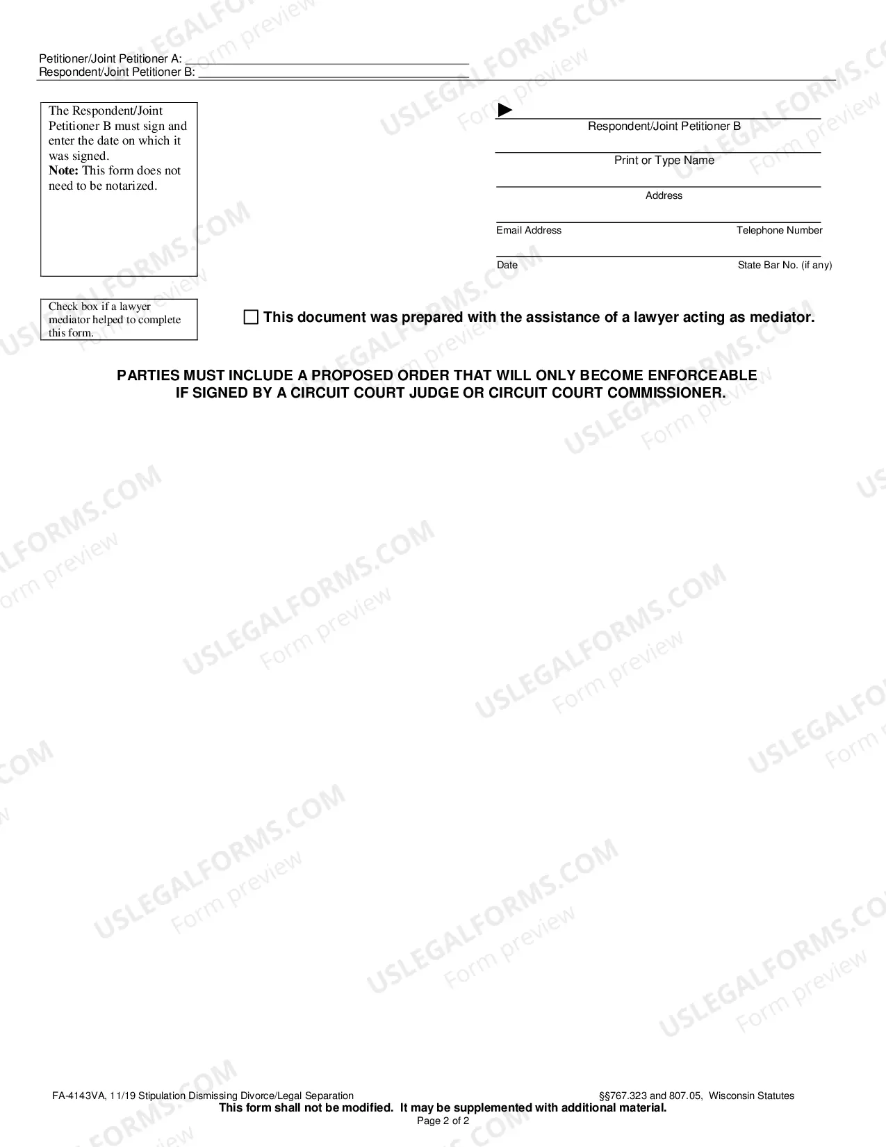 Preview Stipulation Dismissing Divorce/Legal Separation