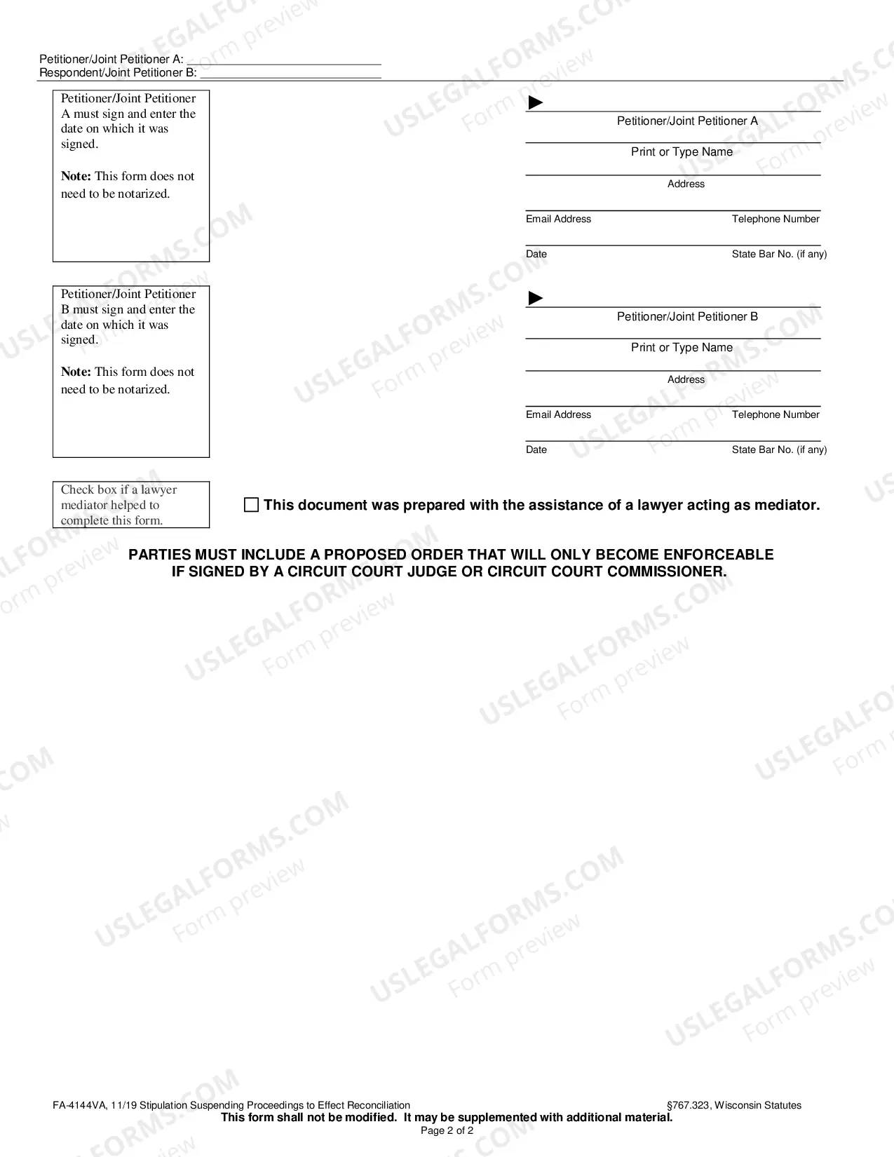 Preview Stipulation Suspending Proceedings to Effect Reconciliation