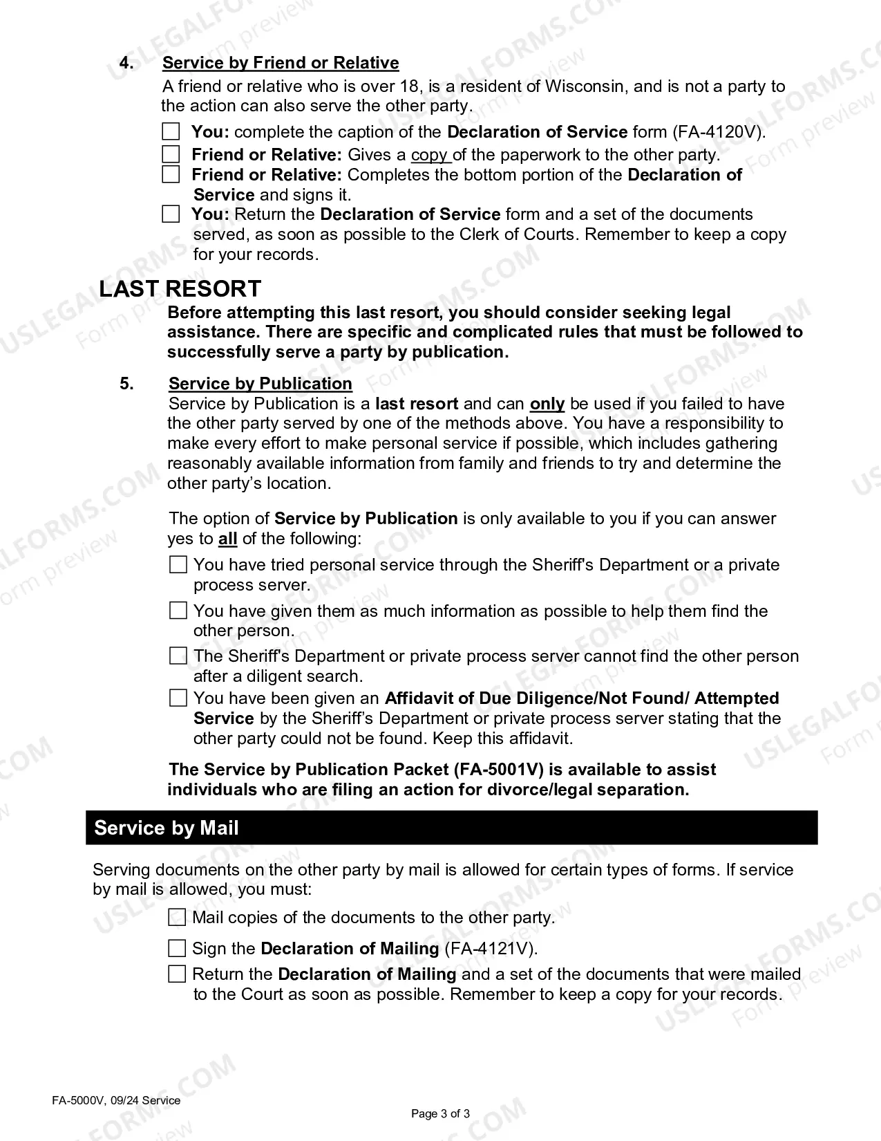 Preview Service Instruction Packet