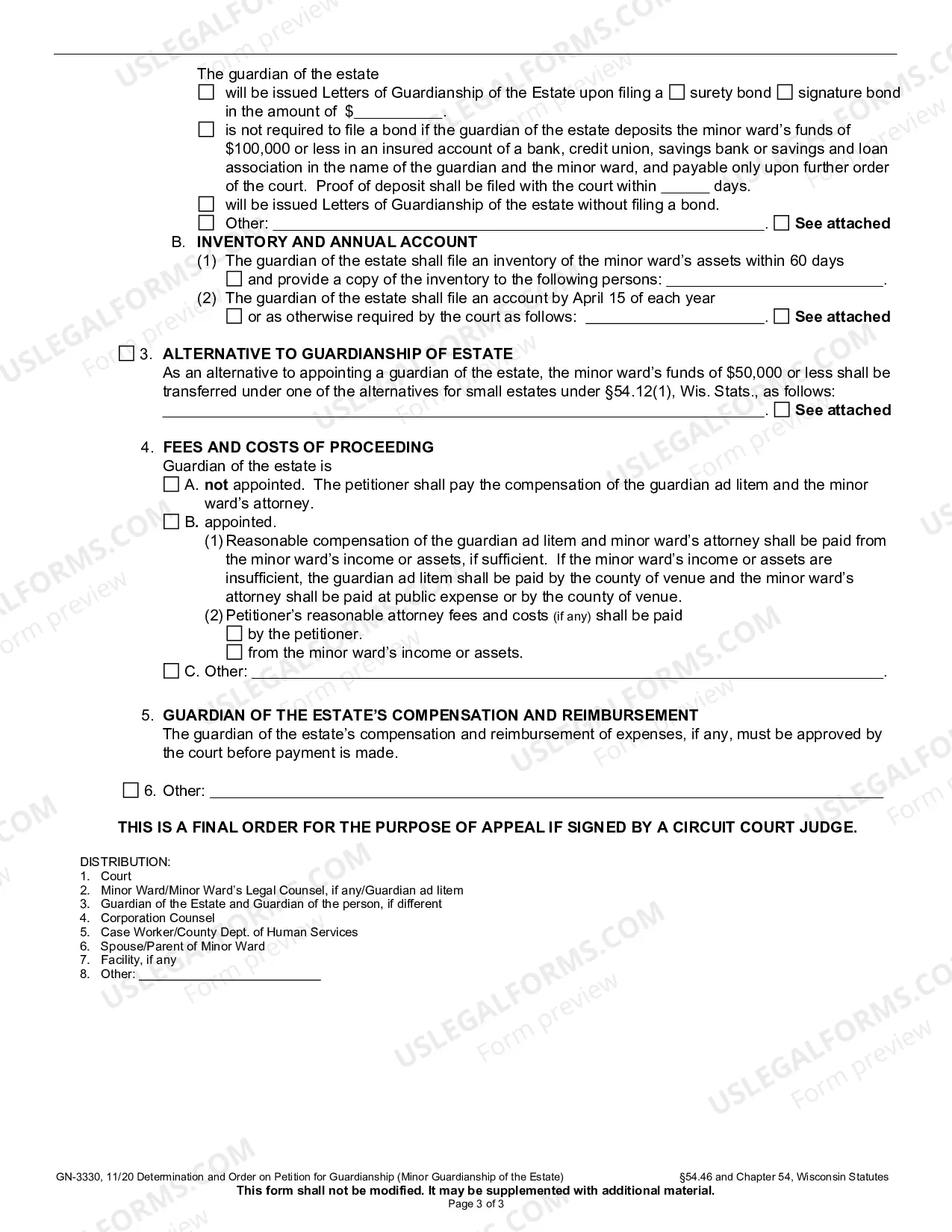 Preview Determination and Order on Petition for Guardianship of Minor
