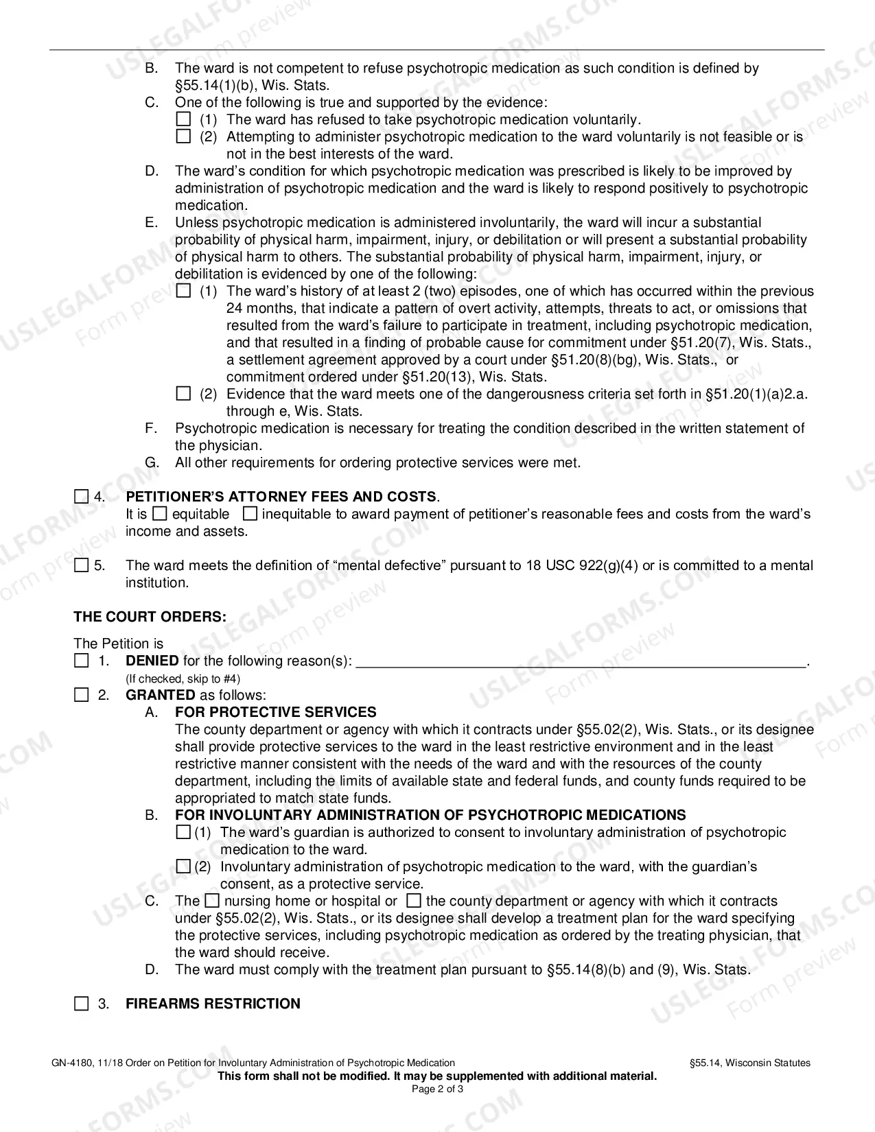 Preview Order on Petition for Involuntary Administration of Psychotropic Medication (With Petition for Protective Services)