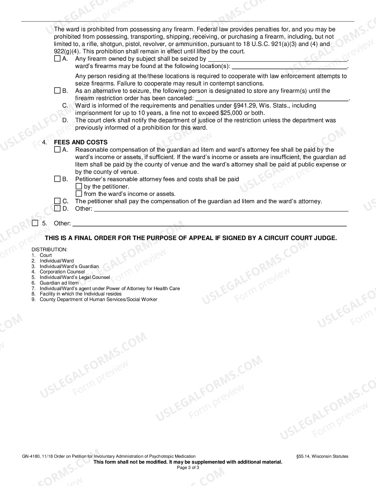 Preview Order on Petition for Involuntary Administration of Psychotropic Medication (With Petition for Protective Services)