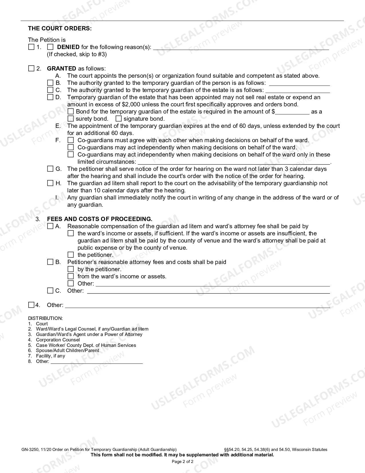 Preview Order on Petition for Temporary Guardianship