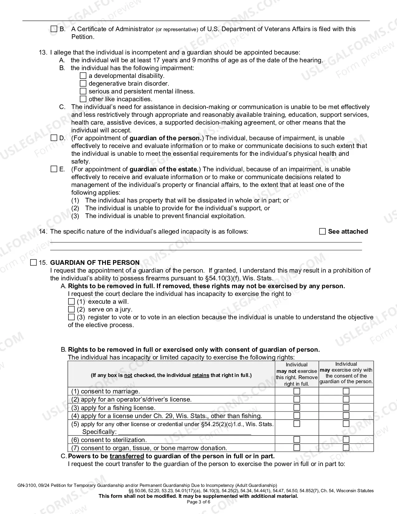 Preview Petition for Temporary/Permanent Guardianship Due to Incompetency