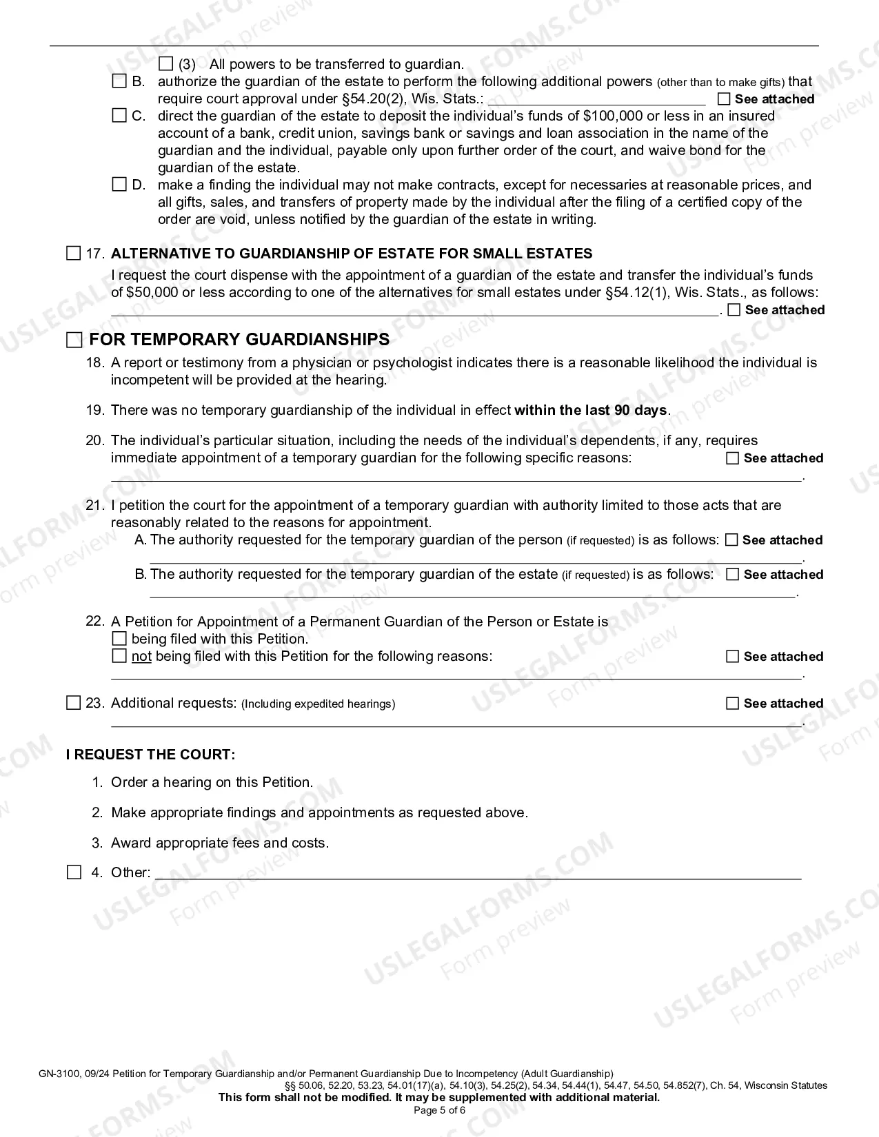 Preview Petition for Temporary/Permanent Guardianship Due to Incompetency