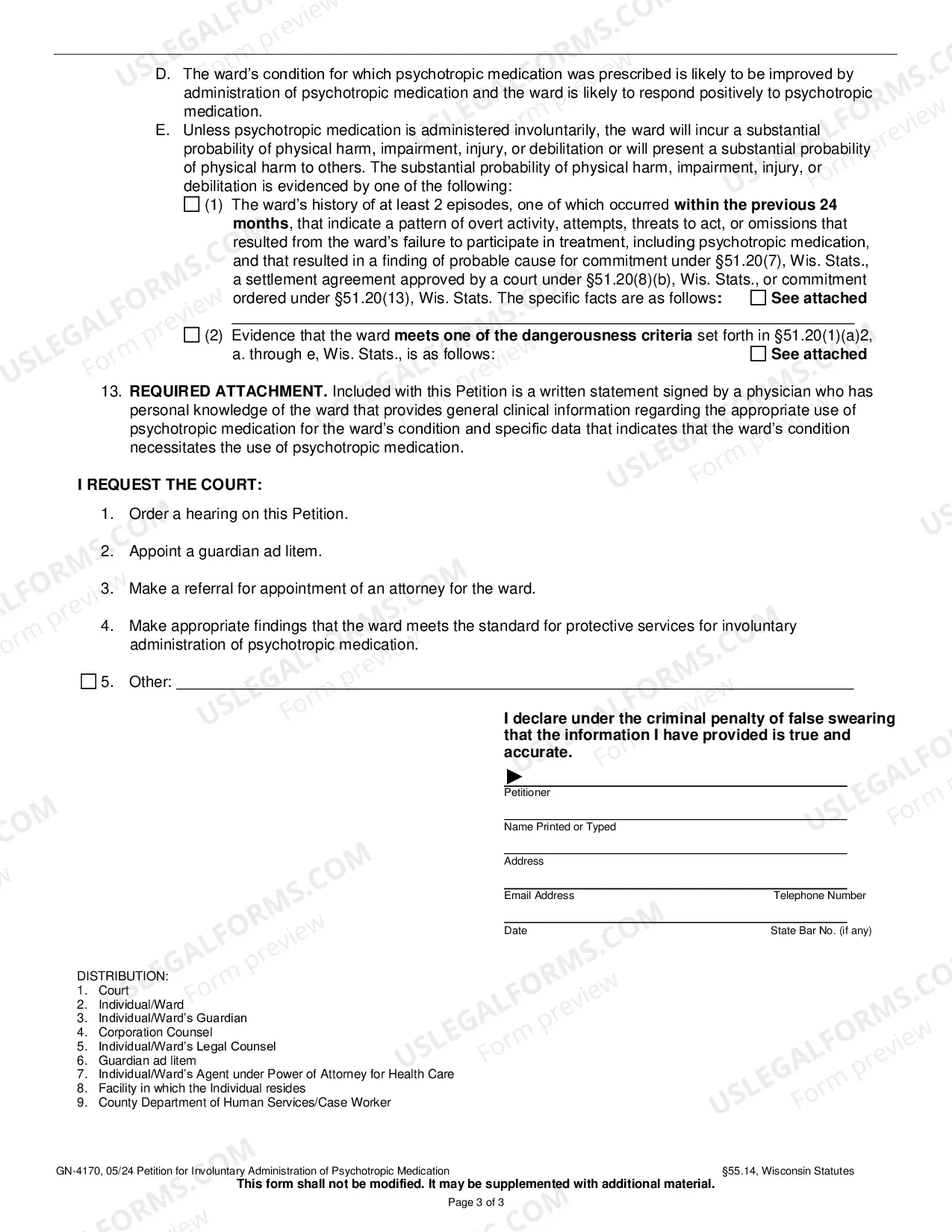 Preview Petition for Involuntary Administration of Psychotropic Medication (With Petition for Protective Services)
