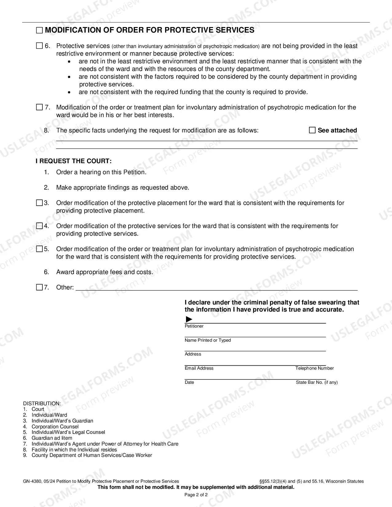 Preview Petition to Modify Protective Placement or Protective Services