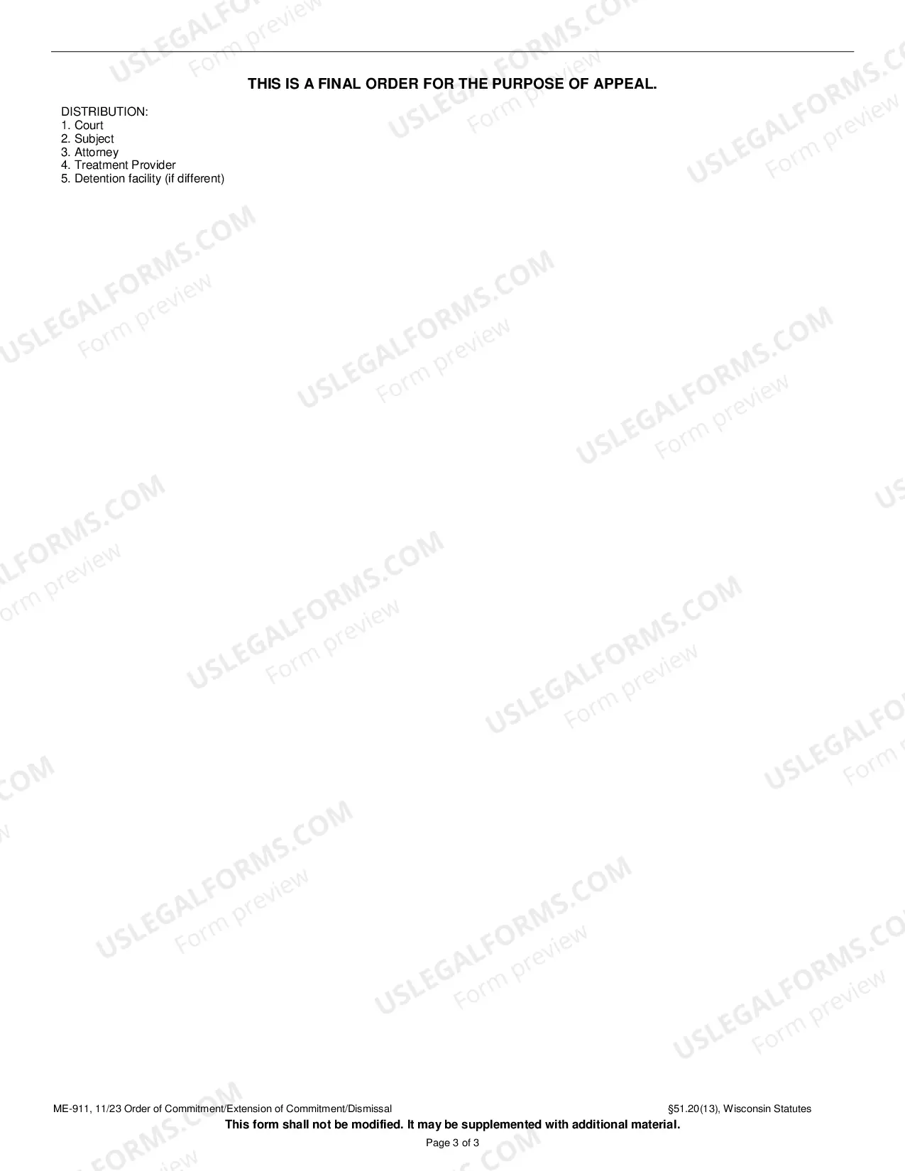 Preview Order of Commitment/Extension of Commitment/Dismissal