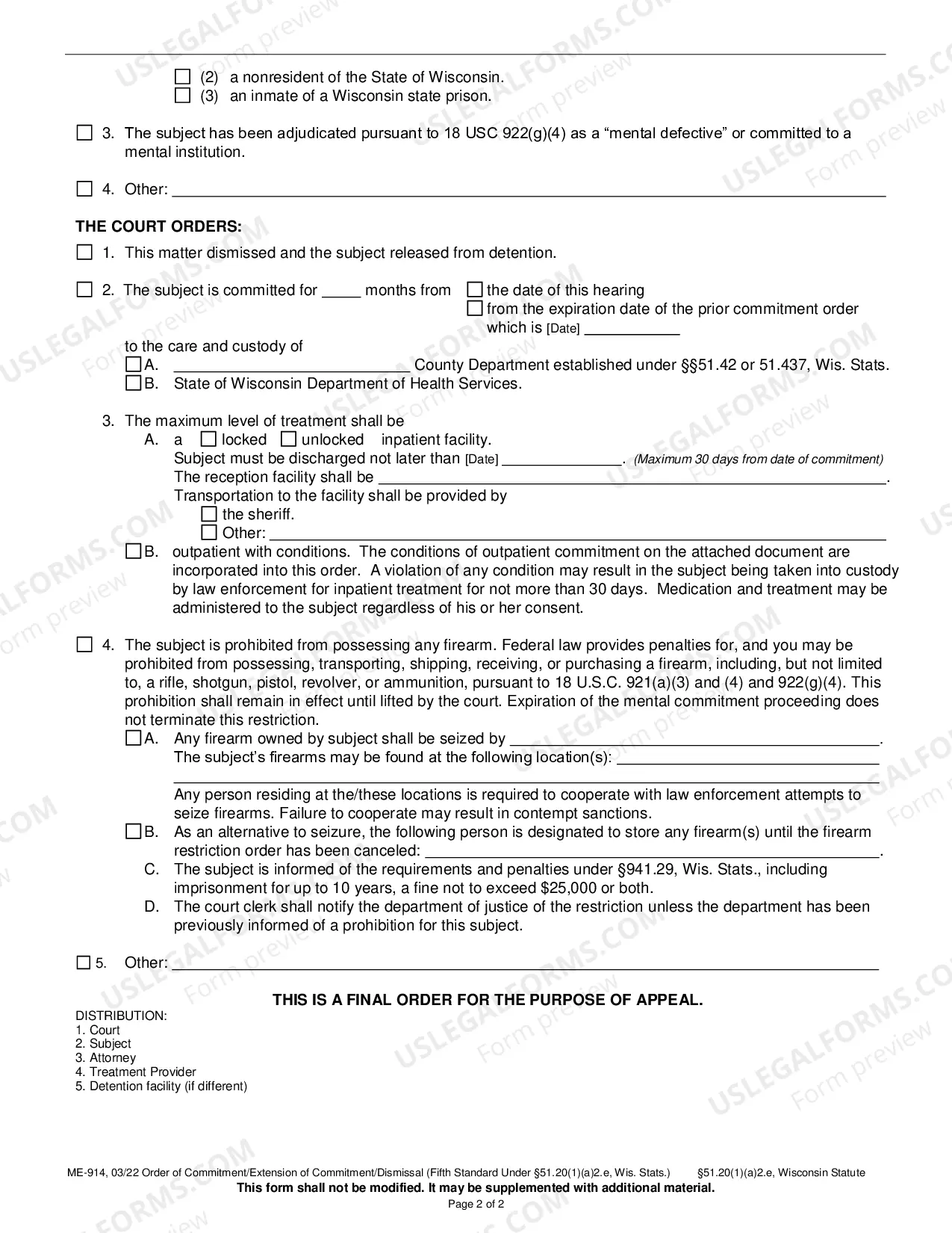 Preview Order of Commitment/Extension of Commitment/Dismissal (Fifth Standard)