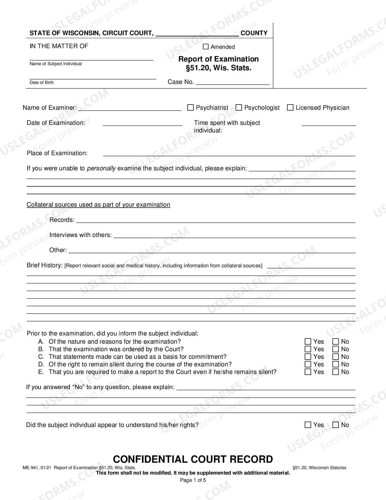 Preview Report of Examination 51.20