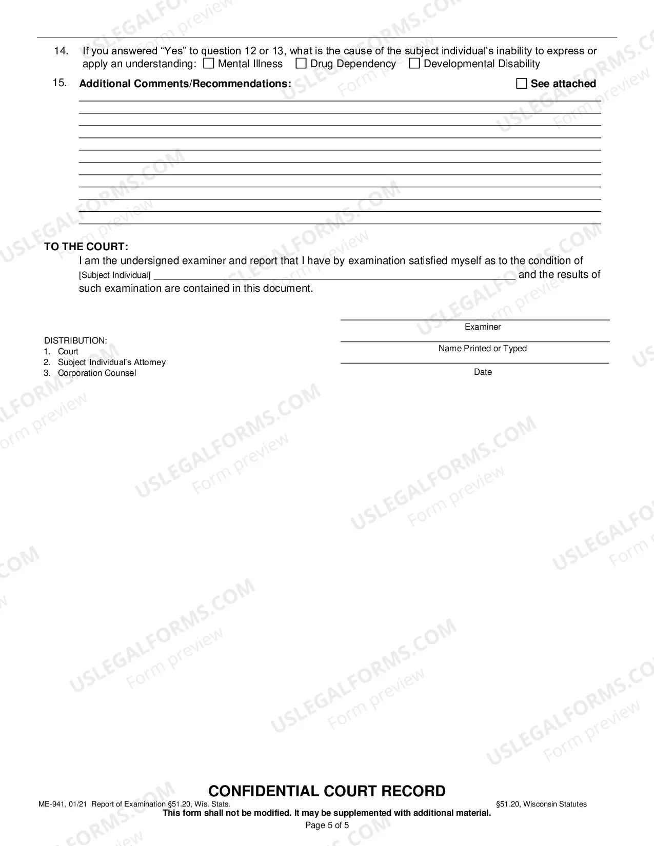 Preview Report of Examination 51.20