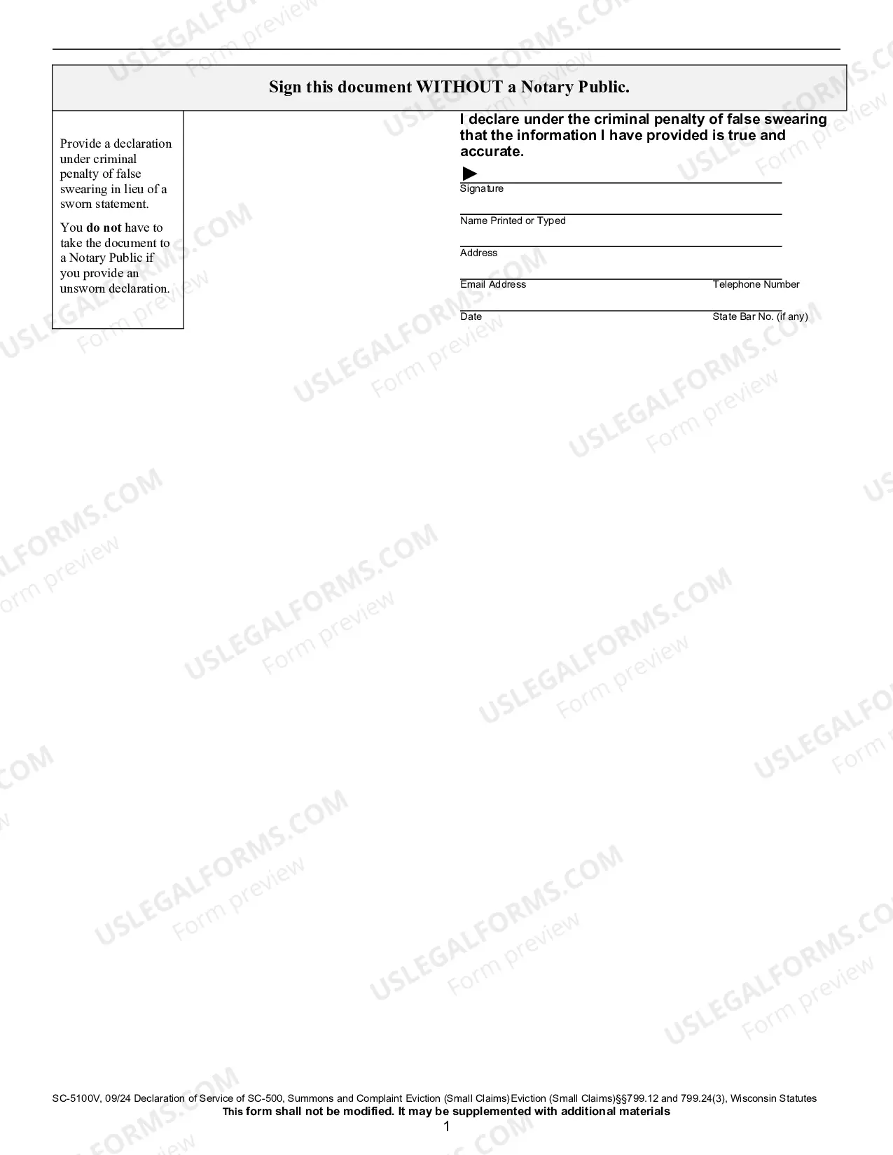 Preview Affidavit of Service (Eviction)