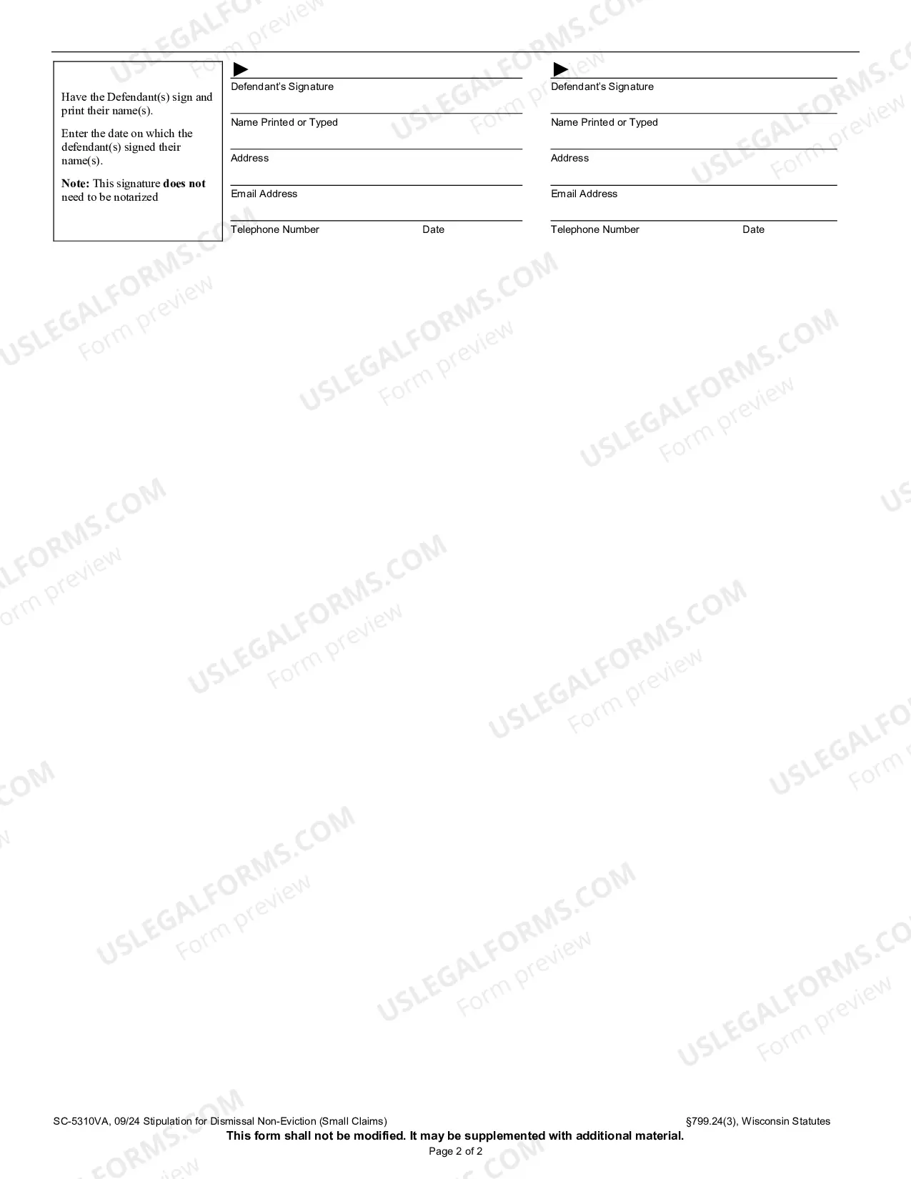 Preview Stipulation for Dismissal Non-Eviction (Small Claims)