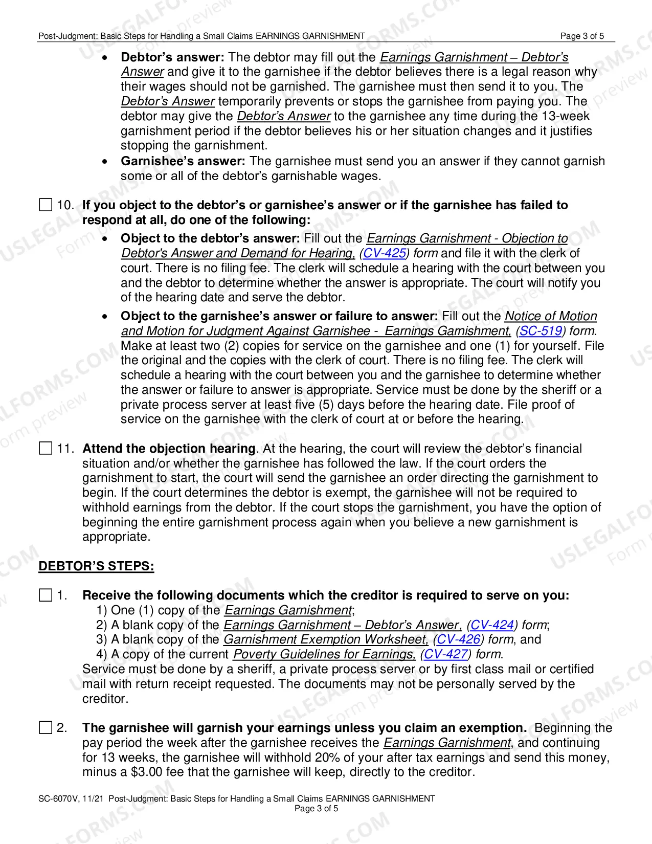 Preview Post-Judgment: Basic Steps for Handling a Small Claims Earnings Garnishment