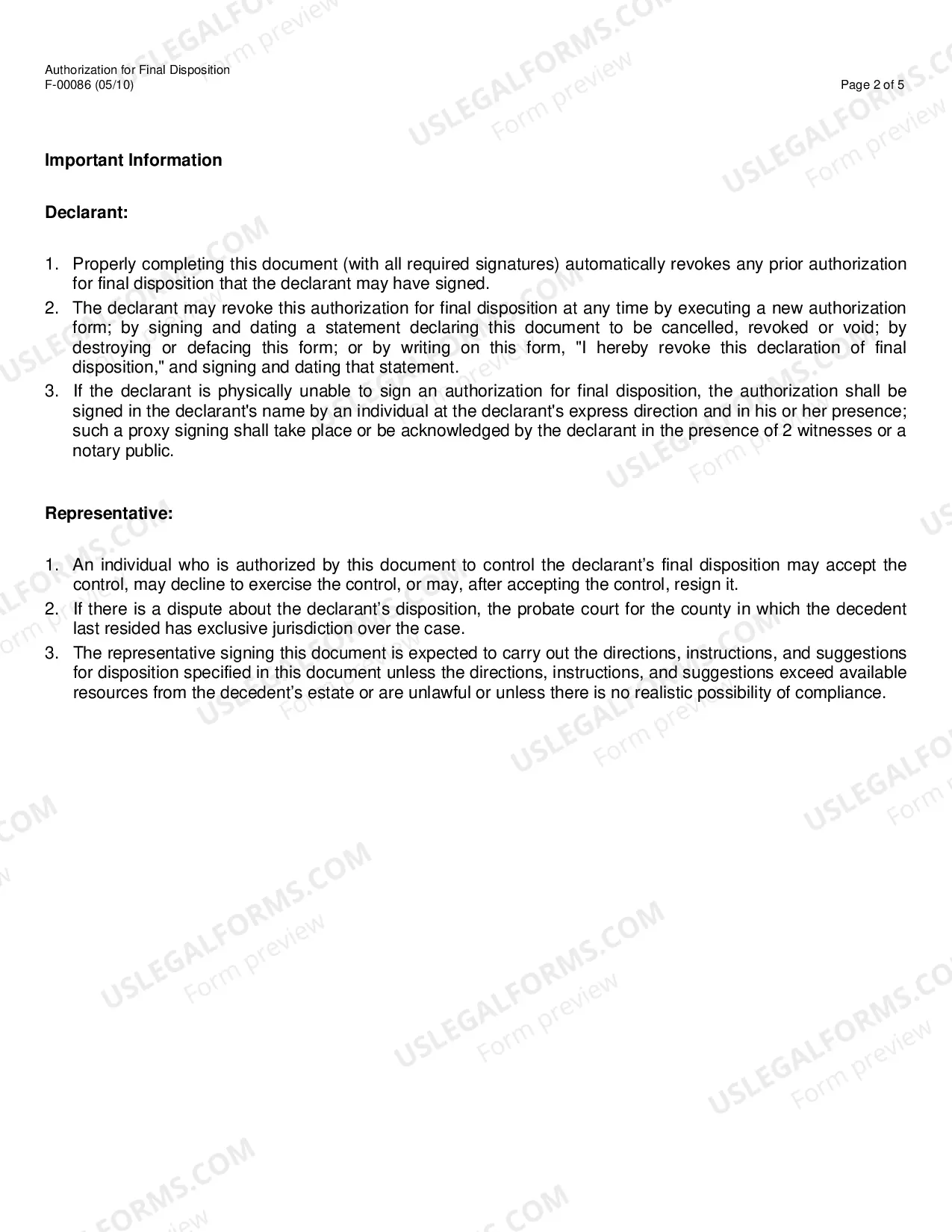 Preview Authorization for Final Disposition