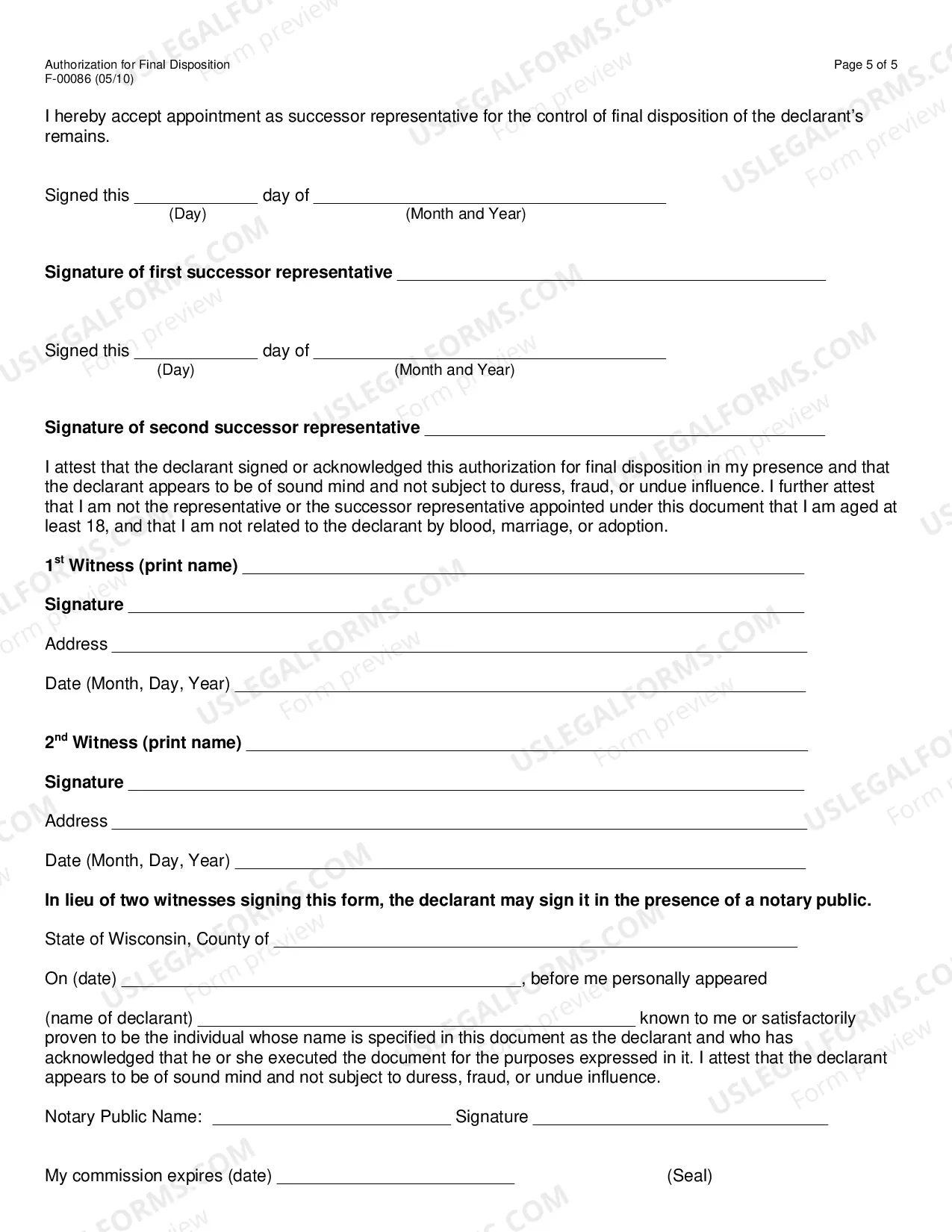 Preview Authorization for Final Disposition