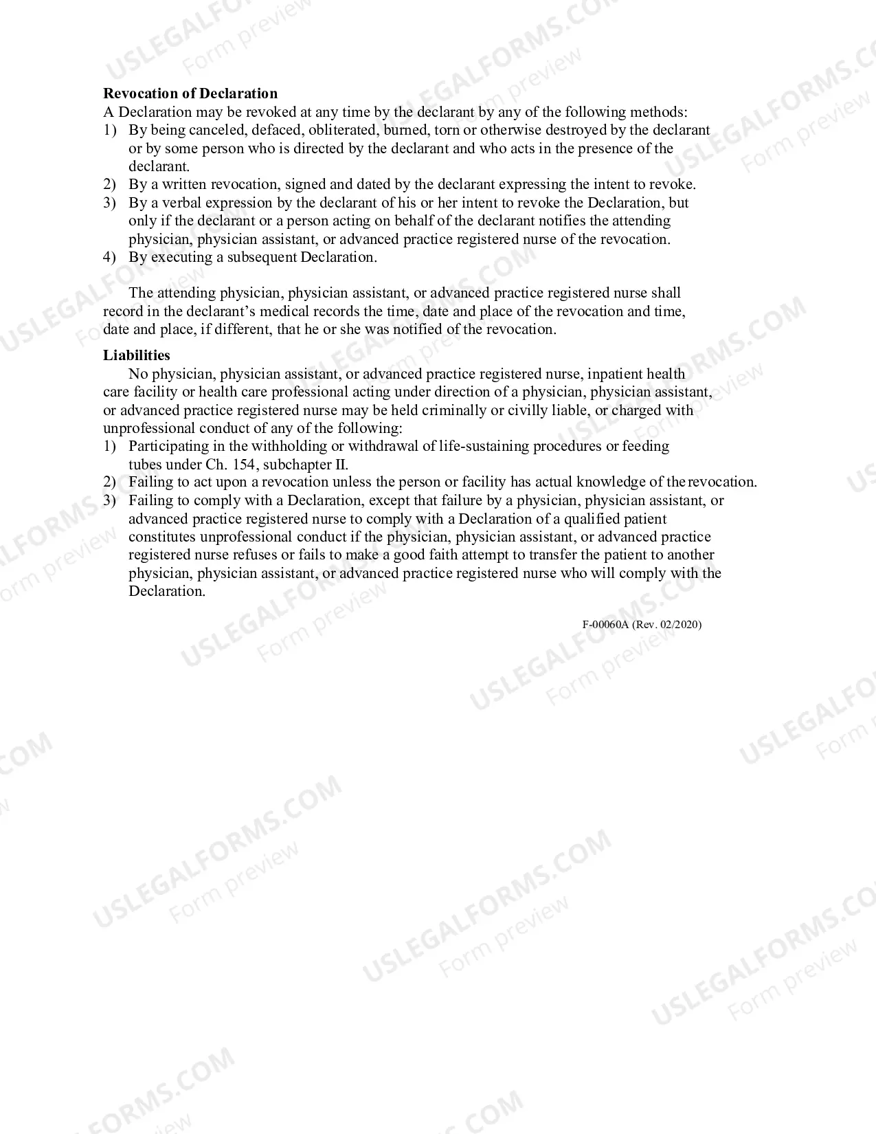 Preview Declaration to Physicians (Living Will)
