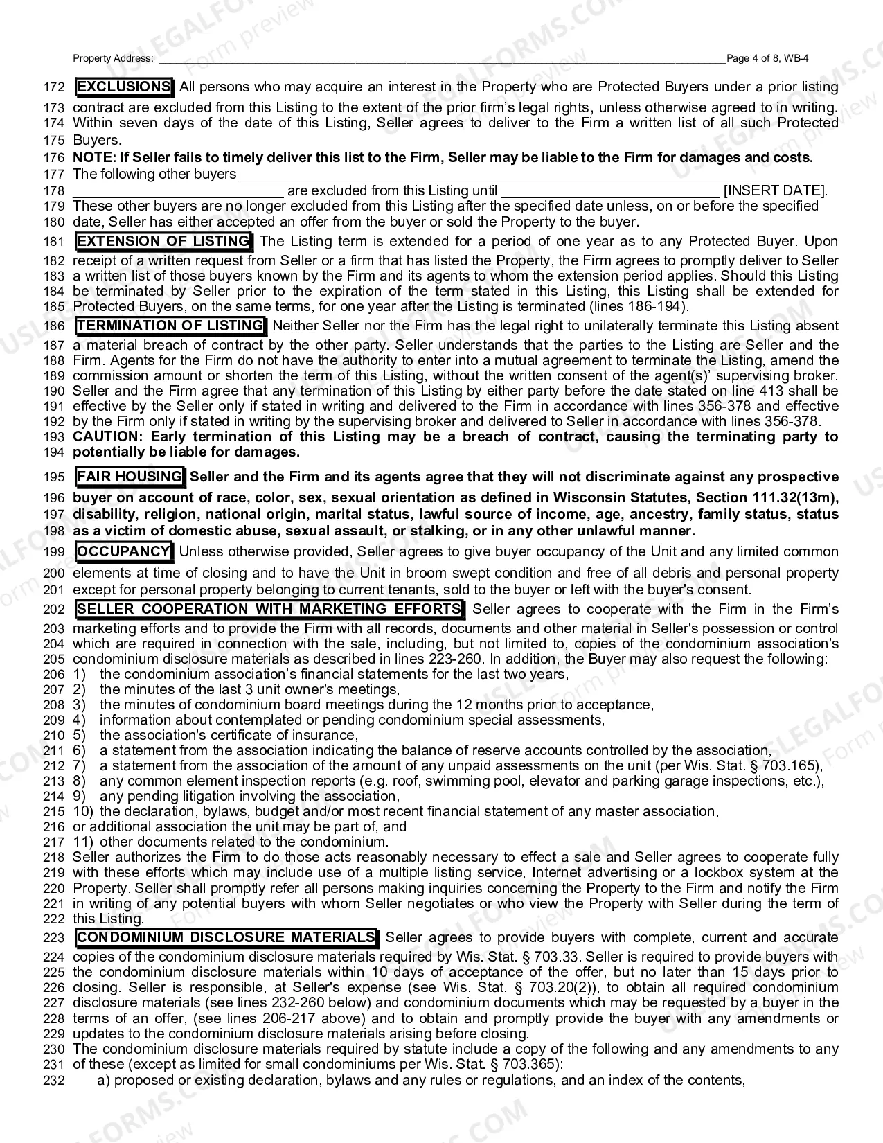 Preview Residential Condominium Listing Contract - Exclusive Right to Sell