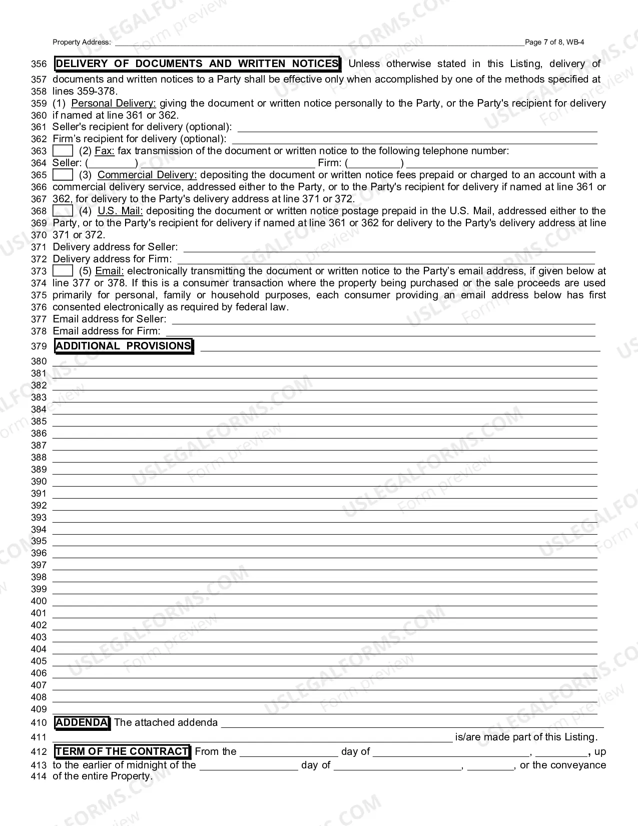 Preview Residential Condominium Listing Contract - Exclusive Right to Sell