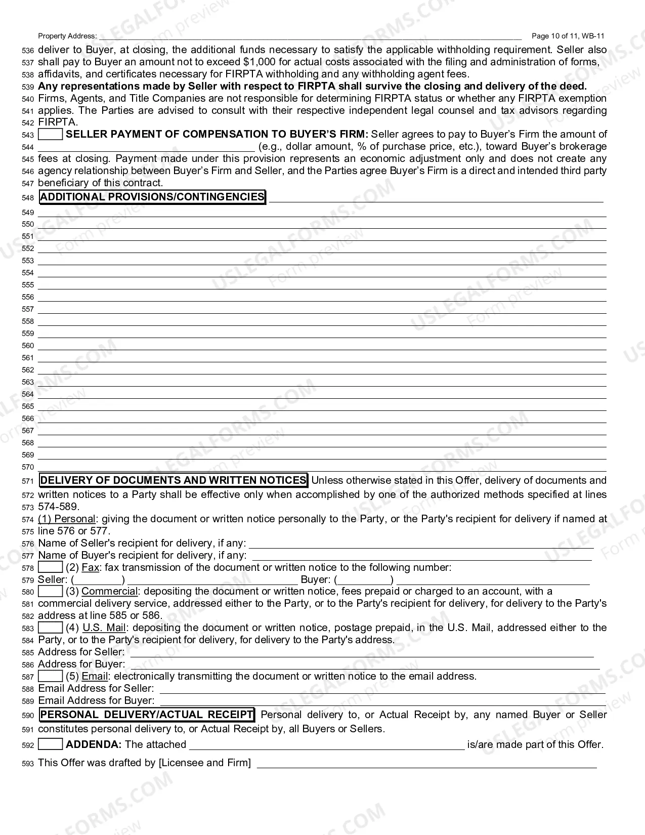 Preview Residential Offer to Purchase