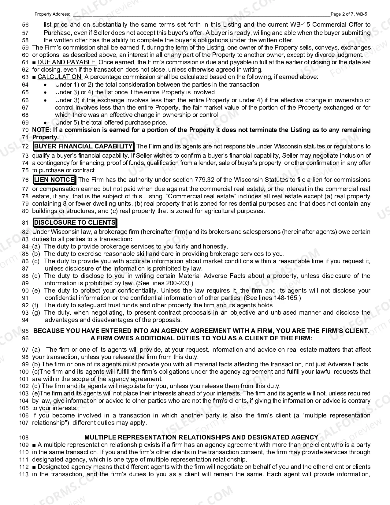 Preview Commercial Listing Contract - Exclusive Right to Sell