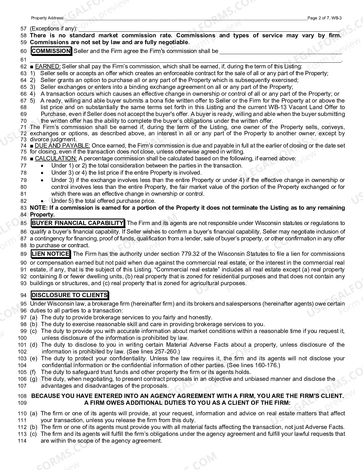 Preview Vacant Land Listing Contract - Exclusive Right to Sell