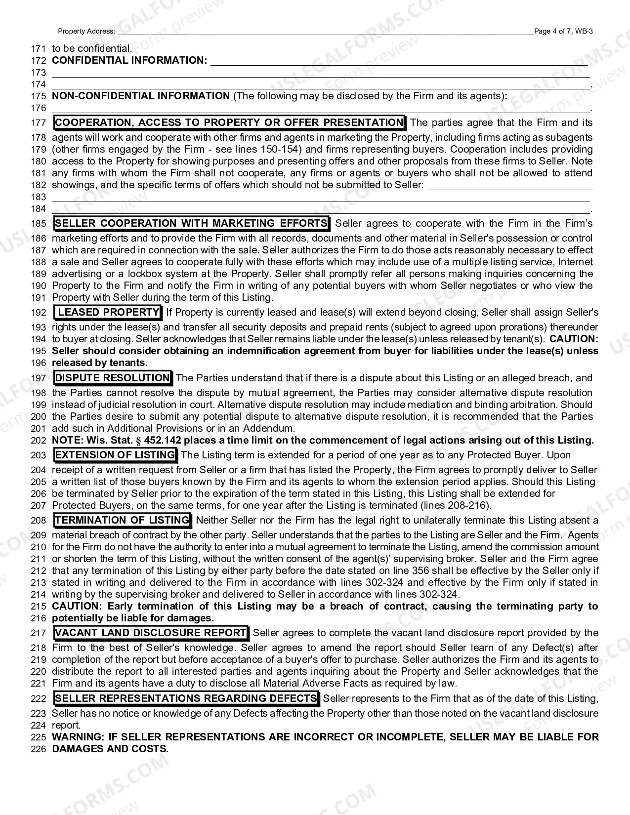 Preview Vacant Land Listing Contract - Exclusive Right to Sell