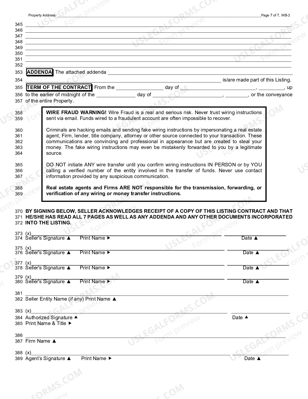 Preview Vacant Land Listing Contract - Exclusive Right to Sell